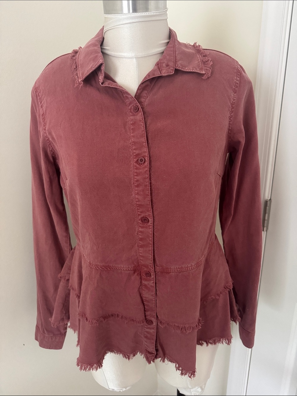 Anthropologie Cloth & Stone Button-Down Peplum Shirt